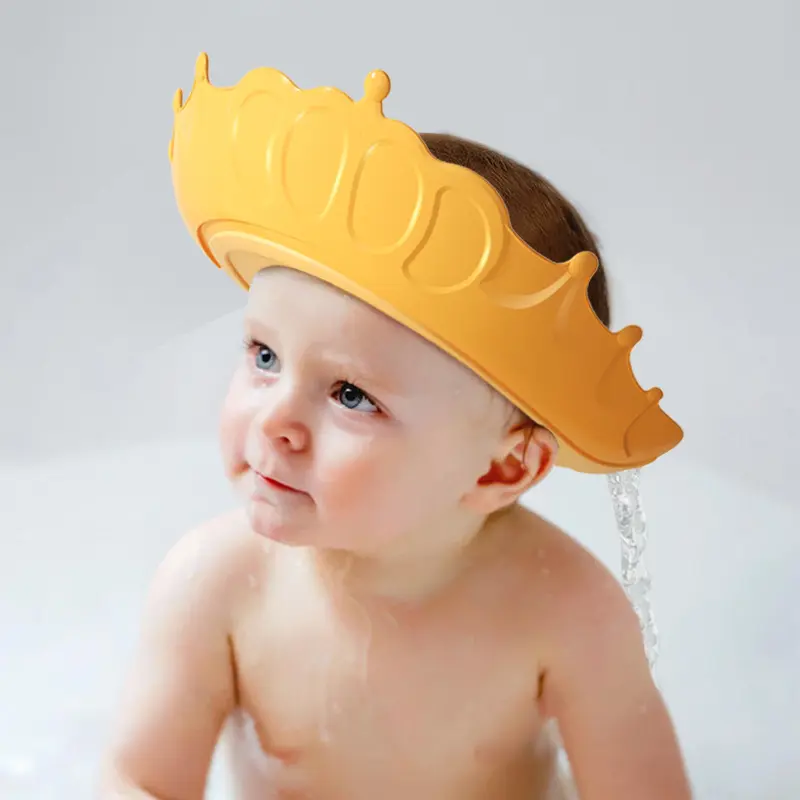 シャワーキャップソフト調節可能なベビーバスヘッドキャップクラウンシャンプー防水帽子ベビーシャワーキャップ赤ちゃん用