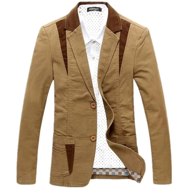Trajes informales de algodón para hombre, chaqueta ajustada de talla grande para primavera y otoño