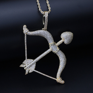 最新设计丘比特爱箭个性吊坠微锆石珠宝黄金冰出情人节挂件 - Product Image 1