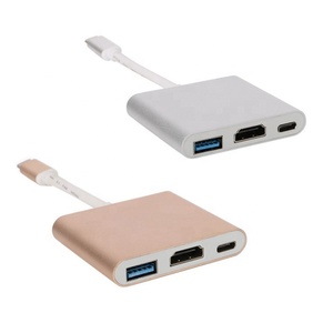 Suporte premium 4k 30hz 3 em 1, adaptador multiporta <span class=keywords><strong>usb</strong></span> 3.1 tipo <span class=keywords><strong>c</strong></span> para HD-MI conversor para macbook/ipad/chromebook