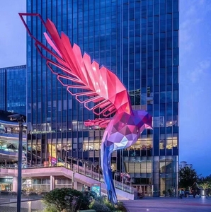 Phim hoạt hình lớn bay chim thép không gỉ màu điêu khắc đô thị ngoài trời Plaza khách sạn tùy chỉnh - Product Image 2