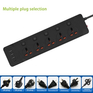 Toma de corriente universal multiinterruptor con protección contra sobrecarga, salidas de 5 vías con USB A y USB C, tira de alimentación móvil portátil