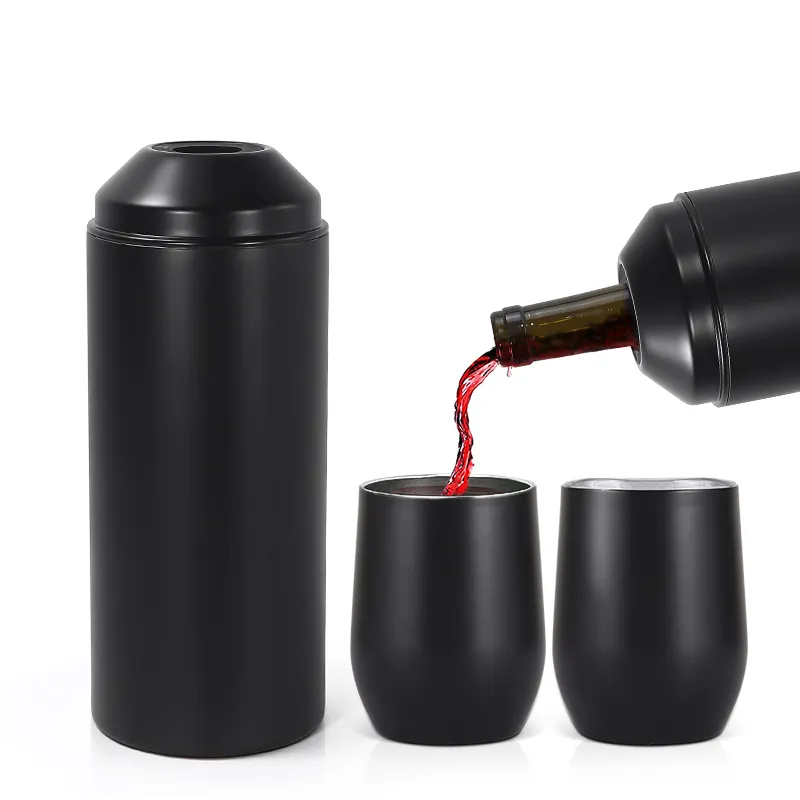 Garrafa de vinho de parede dupla, resfriador e design personalizado de aço inoxidável para garrafa de vinho, refrigerador e balde