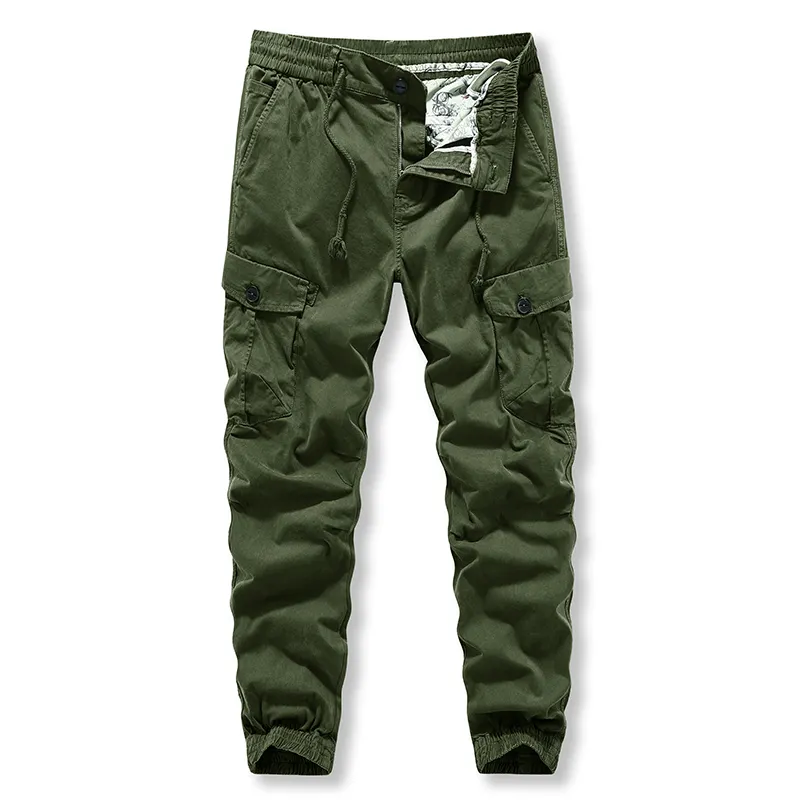 Kargo pantolon erkek ilkbahar ve sonbahar sweatpants pamuk boys 'pantolon gevşek rahat pantolon askeri yeşil tayt