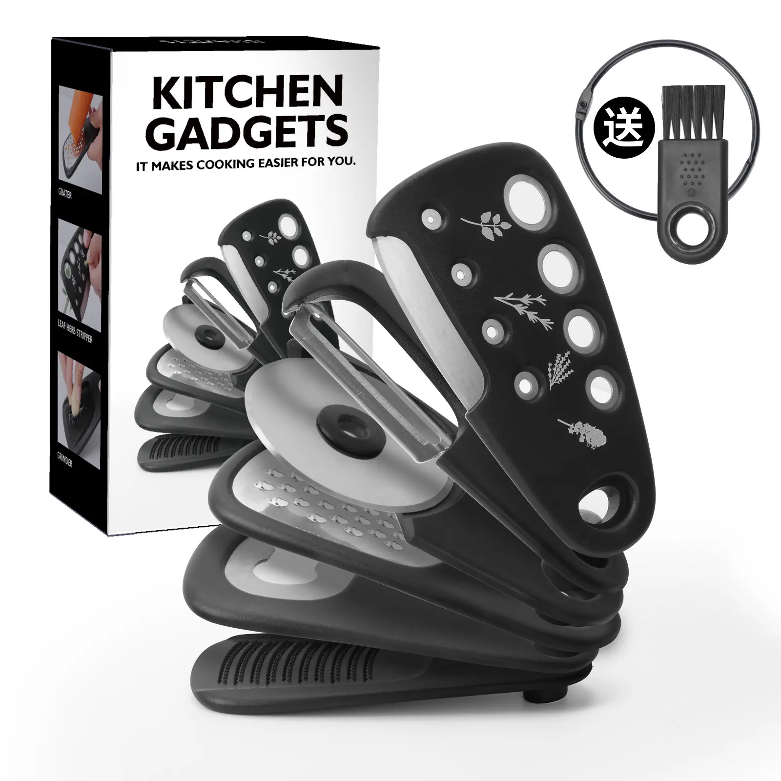 Groothandel Creatieve Keuken Gadgets Inklapbare 6 Stuks Set Pizza Cutter Kaas Rasp Dunschiller Blikopener Set