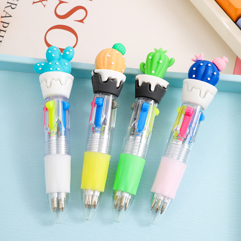 ปากกาลูกลื่นสี่สีขนาดเล็กชนิดกระสุน0.7แคคตัส