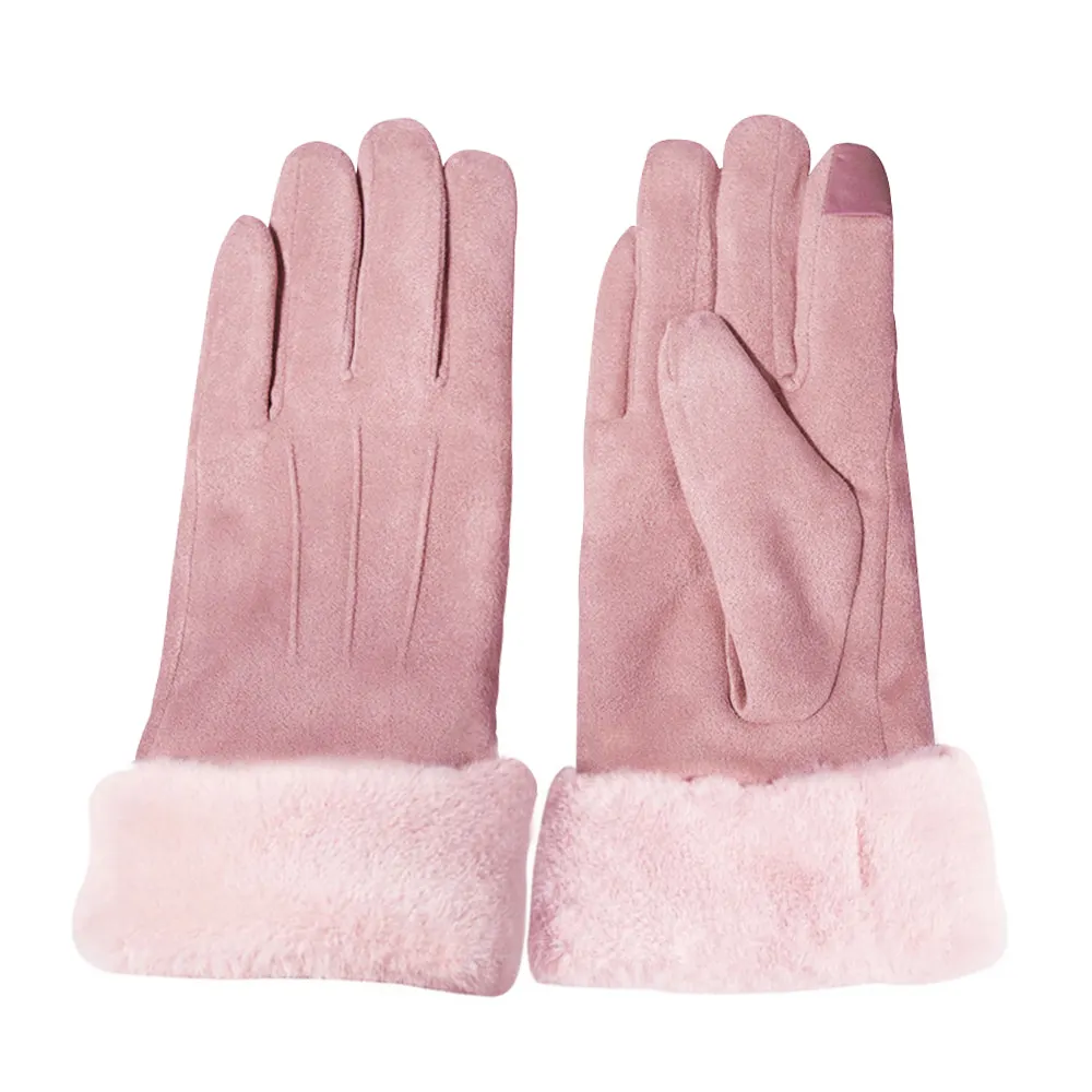 Venta al por mayor de moda guante de pantalla táctil cálido invierno guantes de gamuza otoño mujer logotipo personalizado al aire libre guantes de gamuza con precio barato