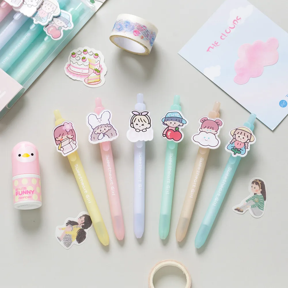 Sản phẩm văn phòng boligrafos Kawaii kugelschreiber bausatz Acrylic sinh viên bút Kawaii bút với tùy chỉnh Clip