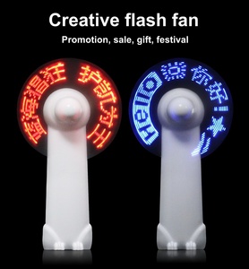 Creativo DIY Mini Flash LED ventilador 3 aspas mensaje programable velocidad del viento Verano de mano alimentado por batería para coche RV uso usable - Product Image 5