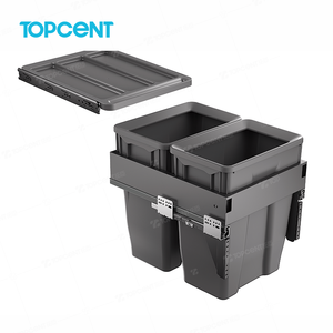 TOPCENT引き出し式ゴミ箱キャビネット下大容量引き出し式プラスチック製ゴミ箱キッチンキャビネット内蔵引き出し式ゴミ箱 - Product Image 4