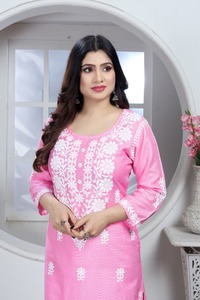 新系列Chikankari Kurti Pent印度和巴基斯坦服装出口销售Long Kurti - Product Image 5