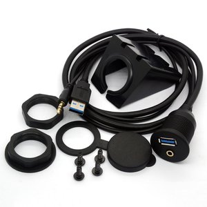 Cable de extensión de montaje empotrado de entrada Jack de 3,5mm con toma AUX USB de - Product Image 4