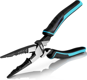7.5&quot; Multipurpose Long Nose Pliers with Wire Stripper/Crimper/<strong>Cutter</strong> Function, Heavy <strong>Duty</strong> Multifunctional Electrician Pliers - Product Image 1
