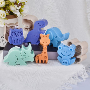 P0369 DIY çocuk eğitici oyuncak Model silikon hayvan mum kalıpları dinozor zürafa Anime epoksi reçine kalıp