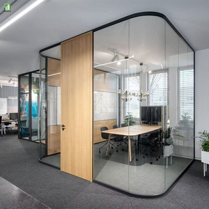 Partición de oficina transparente de alta calidad Freest y estaciones de trabajo Divisor de oficina modular Sistema de pared de separación de partición de oficina de vidrio - Product Image 1