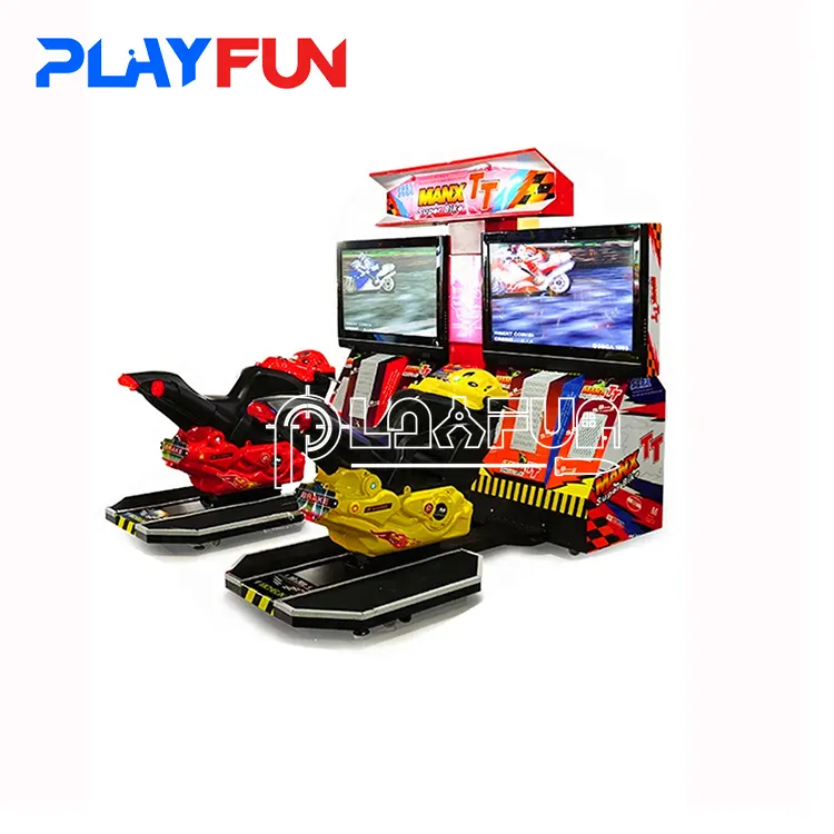 PlayFun 2 Player Máquina de juegos de carreras para niños, simulador de conducción de automóviles Arcade que funciona con monedas, Drive Tt Moto Cars