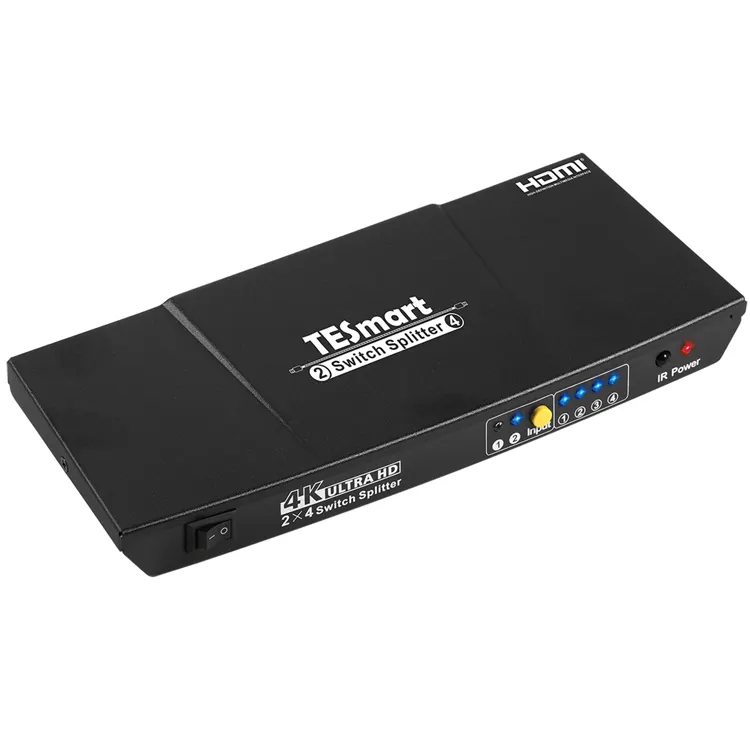 TESmart ตัวแยกสัญญาณ HDMI 2X4 2in4out HDCP1.4,อุปกรณ์แยกสัญญาณวิดีโอเสียง6 EDID CEC 4K30HZ ตัวแยกสัญญาณ HDMI พร้อมรีโมทคอนโทรล IR