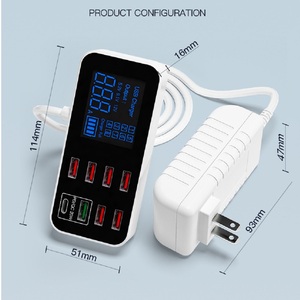 Hızlı şarj LCD ekran ve C tipi portu ile USB şarj aleti 40W çoklu 3.0 8-Port masaüstü PD hızlı şarj istasyonu - Product Image 3