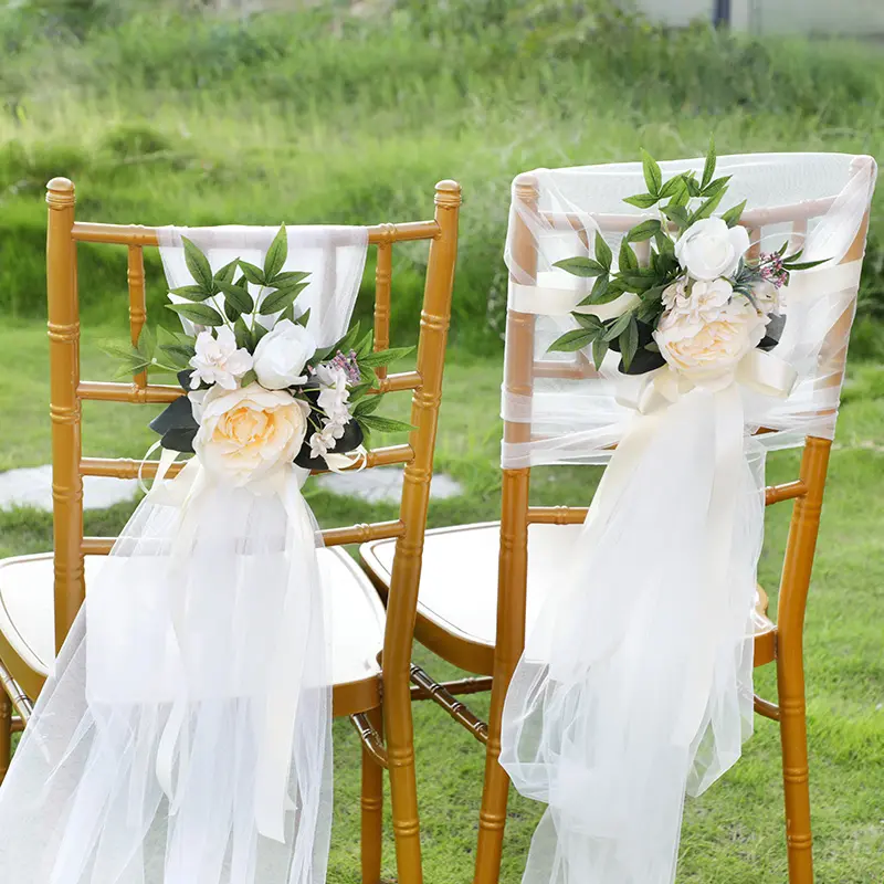 European Style Outdoor Flower Chair Sashes Wedding Party Decorations Chair Back Flowers