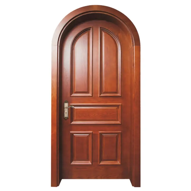 Puerta delantera de madera maciza de alta calidad, diseño francés, puerta Exterior de nogal