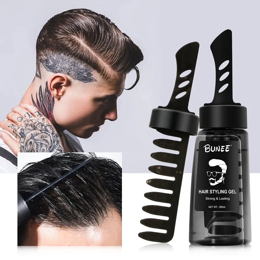 BUNEE-gel para el pelo para hombres, pomada de cera de cabeza de aceite de larga duración, fuerte agarre, no grasiento, marca privada