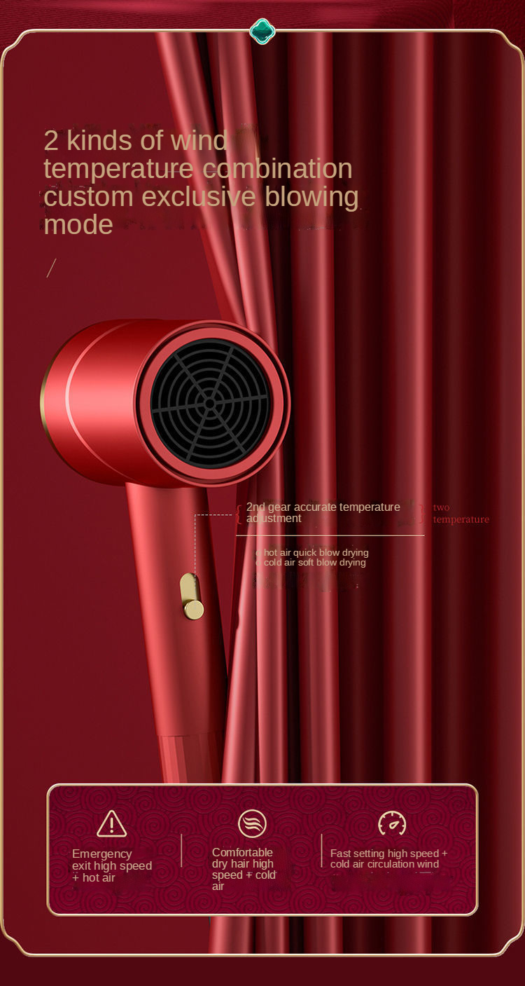 Amazon new fashion hair dryer negative ion hair care quiet and quick-drying household salon travel Professional hair dryer