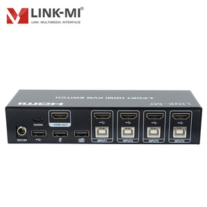4K HDMI KVM开关4 HDMI 4 USB输入和1 HDMI输出支持鼠标和键盘自动开关热键无延迟4端口开关
