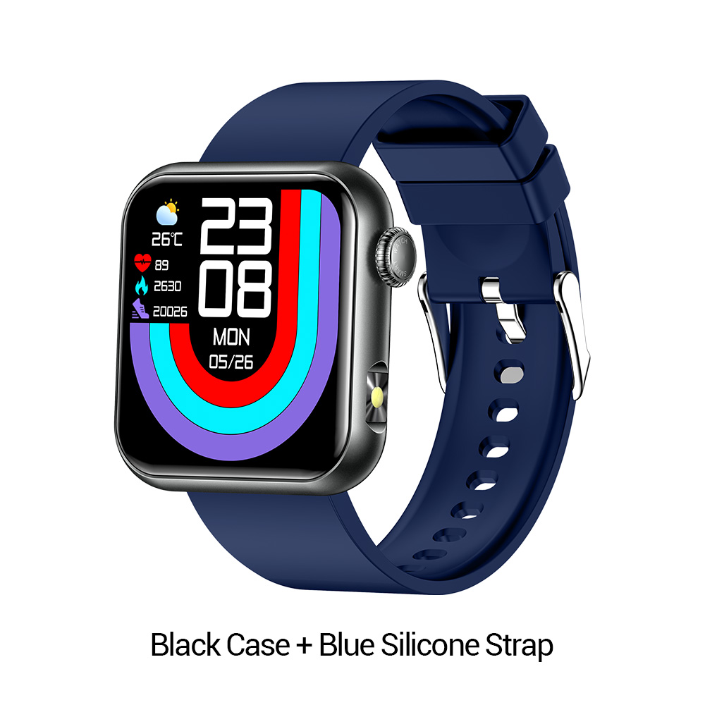 Black Case + Blue Silicone Strap
