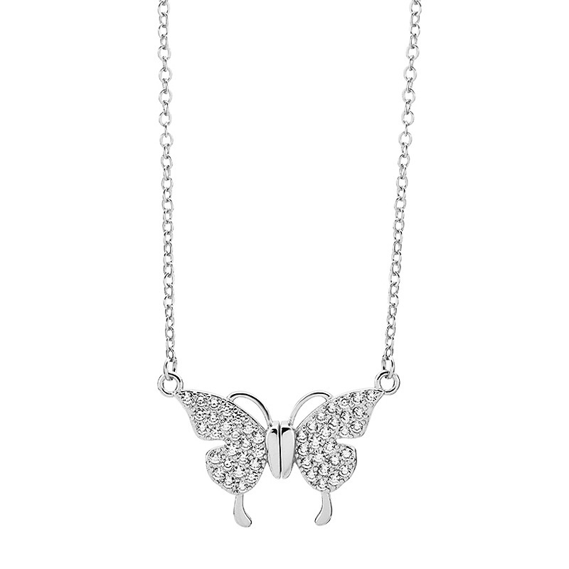Collier papillon magnétique argent