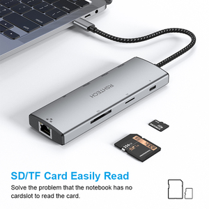 8-in-1 <strong>Usb</strong> <strong>Type</strong> <strong>C</strong> Hub <strong>Adapter</strong> Usb3.1 Sd Tf Docking Station Pd Switcher Hub Ethernet <strong>Adapter</strong> for Mobile Tablet Docking Station - Product Image 6