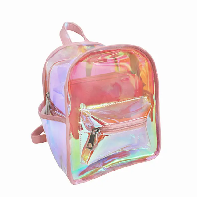 Mochilas escolares personalizadas para crianças, bolsa escolar transparente para meninas, de pvc transparente, com desenho animado kjx