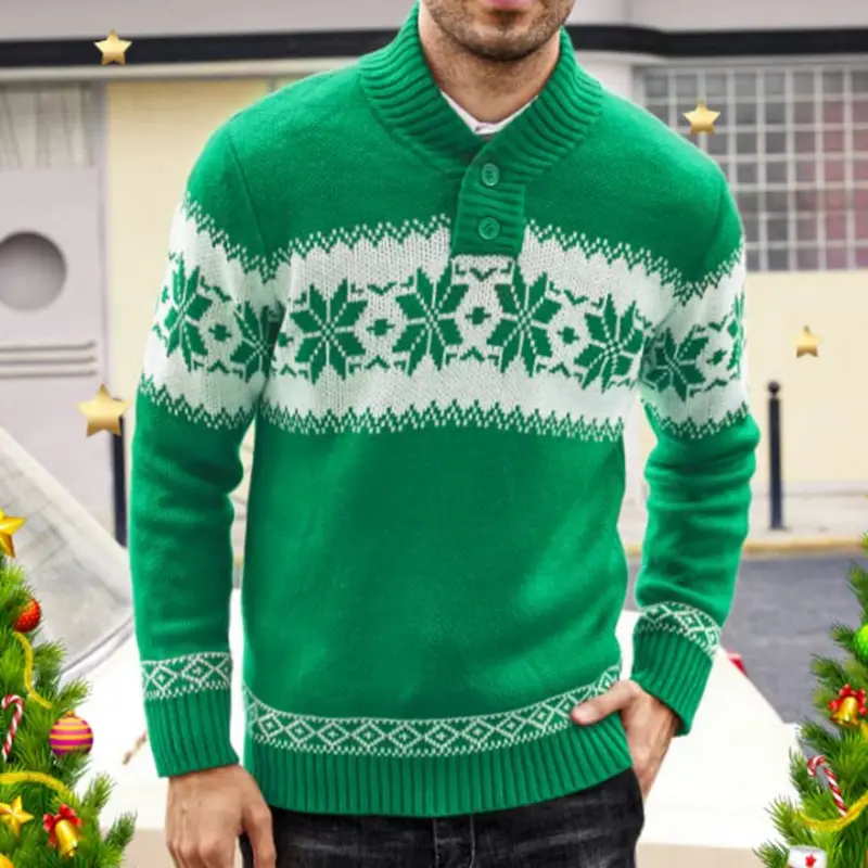 사용자 정의 로고 남성용 크리스마스 풀오버 스웨터 자카드 가을과 겨울 크리스마스 점퍼 크루 넥 니트 스웨터 남성
