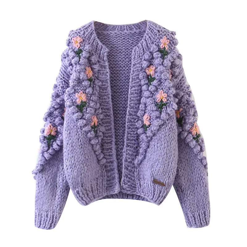 Ustom-suéter de ganchillo a mano para mujer, ropa de invierno