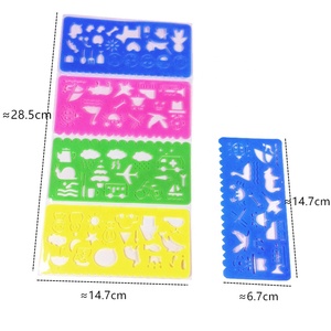 Renkli 4-Piece seti öğrenme için temizle plastik çizim bulmaca cetveller boyama ve çocuk çizim kırtasiye aracı - Product Image 3