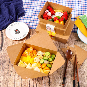 Hộp Cơm Trưa Bằng Giấy Kraft Thực Phẩm Nhẹ Dùng Một Lần Hộp Đóng Gói Mang Đi Nướng Thịt Gà Chiên Hộp Giấy Bento Cơm Chiên Salad - Product Image 3