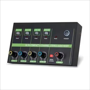 High-fidelity 4-channel <strong>Audio</strong> Mixer Stereo Mono <strong>Output</strong> <strong>Input</strong> 4-in-1 Low-noise <strong>Microphone</strong> 4-way Mixer