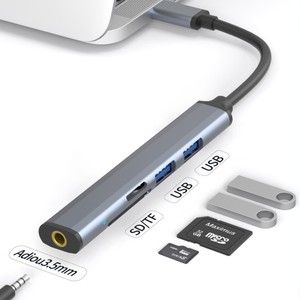 High Speed Splitter <strong>5</strong> Port Docking Station with 3.5mm <strong>Audio</strong>, <strong>5</strong> in <strong>1</strong> Hub Type c to USB3.0 Charging <strong>Adapter</strong> for Ipad - Product Image 2