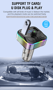 P32 BT5.3汽车调频发射机免提通话双USB + QC3 & PD20W端口快速充电便携式立体声音频格式MP3