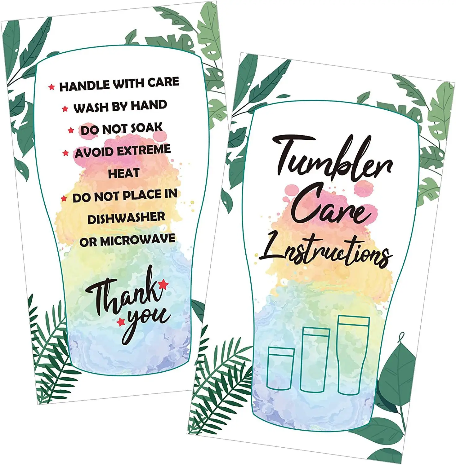 50pcs Tumbler Pflege anleitung Karten Cup Mug Kunden erinnerungs karte 5*9cm Verpackungs einsätze Großhandel