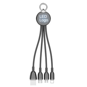 LEDロゴ3-in-1ショートチャージャータイプ-C USBケーブル15cm携帯電話電子機器コードギフト3 in 1充電ケーブルロゴ出荷準備完了 - Product Image 1