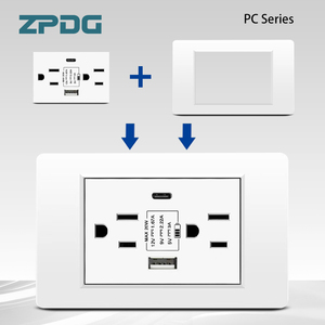 เต้าเสียบที่ทันสมัยพร้อม USB และ Type C 20W ที่ชาร์จแบบเร็วสวิตช์ปลั๊กไฟแบบอเมริกันที่บ้านที่ชาร์จเร็วปลั๊กไฟติดผนังปลั๊กคู่ - Product Image 2