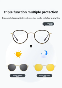 Của nam giới phân cực gấp từ Snap-On Kính mát với được xây dựng trong cận thị chỉnh ống kính và ba-trong-một thiết kế. - Product Image 4