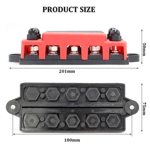 48V 300A Heavy Duty Power Distribution Terminal Block Pure Copper Double Row M10 5-screw <strong>Busbar</strong> - Product Image 2