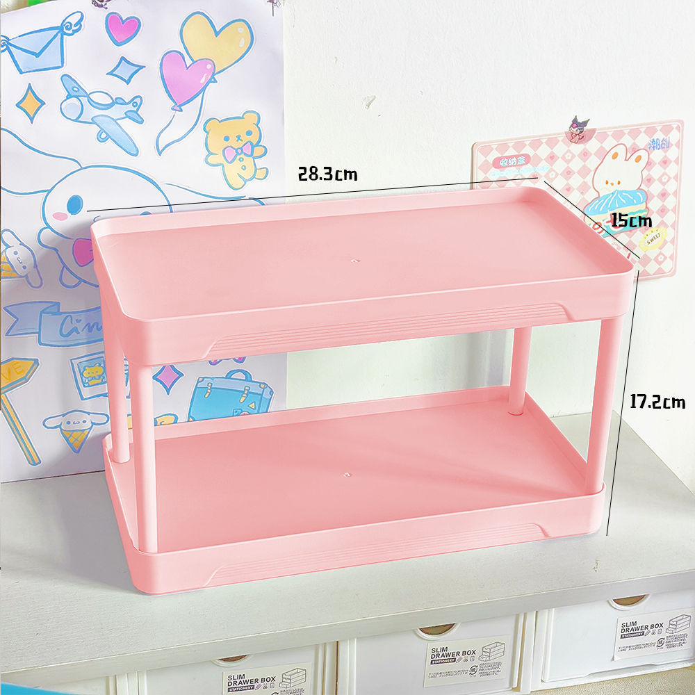 Estante de almacenamiento de doble capa - tamaño pequeño, rosa