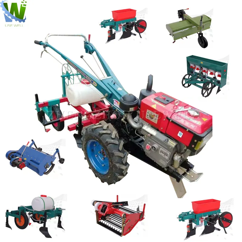 Billige kleine Farm Walking Traktor landwirtschaft liche Mini Zweirad Traktoren Anhänger Grubber für Sä maschine