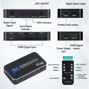Conmutador de salida 4 en 1 con separación de audio HDMI2.0, 2,0, 4K, HDMI, con entrada y salida de 1 arco para TV