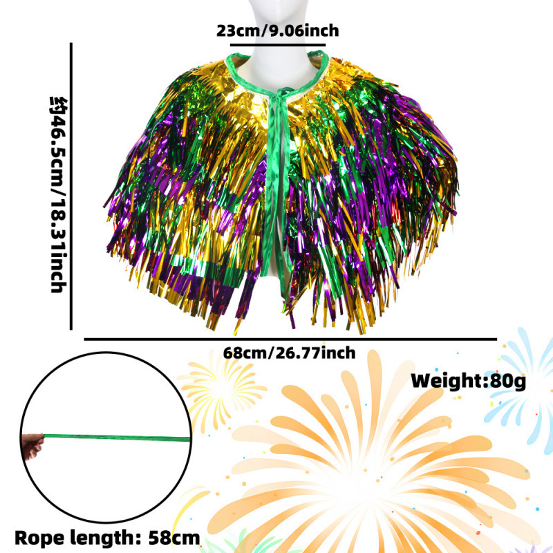 Small-size Gold Green Purple Tinsel Cape
