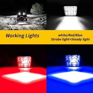流行圆形发光二极管工作灯迷你3英寸42W 14LED 48W 16LED白色红色蓝色闪光灯闪烁车灯警示灯 - Product Image 6