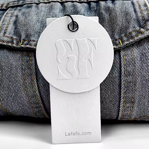 Troquelado personalizado logotipo en relieve ropa etiqueta colgante impreso marca sitio web y código Qr ropa Swing etiqueta con ojal de Metal - Product Image 3