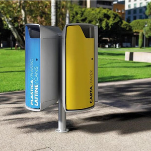 Cubo de basura de clasificación personalizada, papelera de separación de desechos de Metal, acero al aire libre, reciclaje